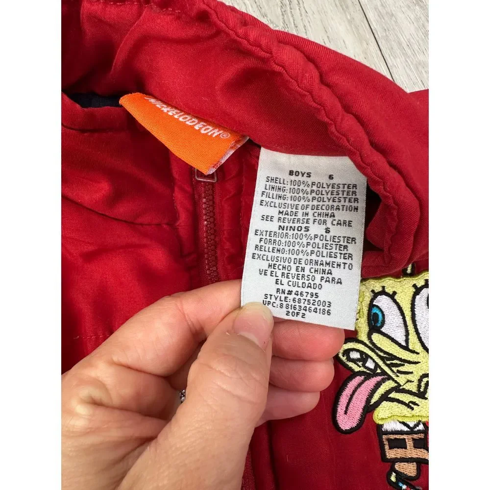 Nickelodeon Sponge bob weird pants‎ quilted red puffer boys vest size 6